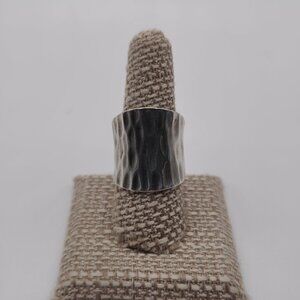 Size 9.75 Sterling Silver Wide Unique Pattern Heavy Ring A1988